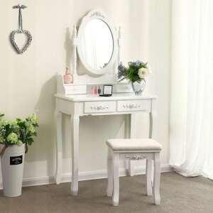 All4home kozmetický toaletný stolík so zrkadlom #biely 94686152 Nábytok do spálne