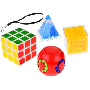 4-in-1 Geschicklichkeitsspiel-Set - Rubik's Cube, Drehpuzzle und Labyrinthe - Ramiz