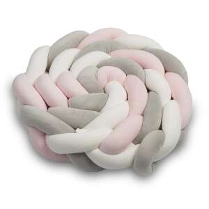 Ricokids 2m braided crib bumper in pink, grey and white - Ricokids