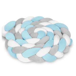 Ricokids bara de protecție pentru patut împletită în culorile albastru, alb și gri - Protecții pentru cap și grilă