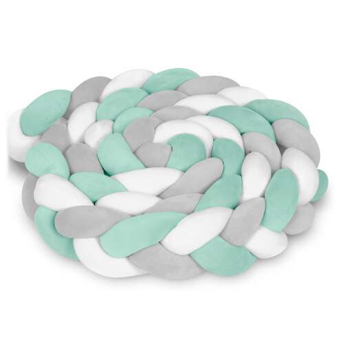 Ricokids braided crib bumper, mint, grey and white