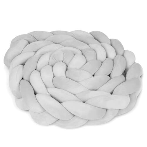 Ricokids pletený nárazník do postieľky, sivá farba, 3 metre dlhý