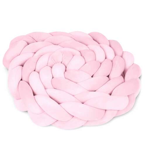 Pink Ricokids braided crib bumper, 3 meters long