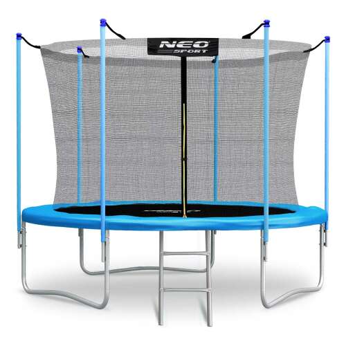 Neo-Sport 252cm trampoline with safety net and ladder, blue