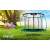 Neo-Sport 312cm trampoline with safety net and ladder, green, in a garden setting