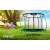 Neo-Sport 312cm trampoline with safety net and ladder, green, in a garden setting