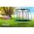 Neo-Sport 312cm trampoline with safety net and ladder, green, in a garden