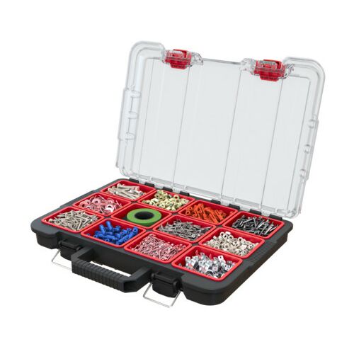 Keter Stack'N'Roll szerszámtároló csavarokkal, anyákkal és csavarokkal