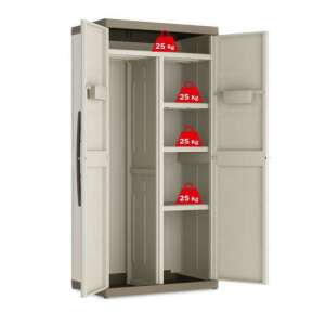 Keter Excellence XL Utility tároló szekrény, bézs, zárható, 3 polccal, 25 kg teherbírású polconként - Keter