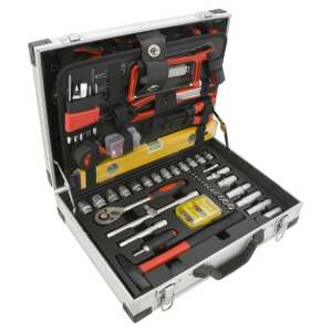 Compass ALU PROFI 139 darabos szerszámkészlet, nyitott tok, minden szerszám látható - Compass