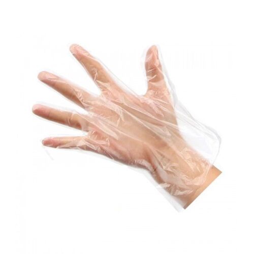 Átlátszó eldobható fólia kesztyű kézen, Univerzális, 100 db