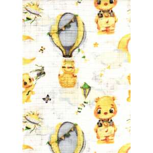 Textil pelenka aranyos mackó és léggömb mintával - Textil pelenka