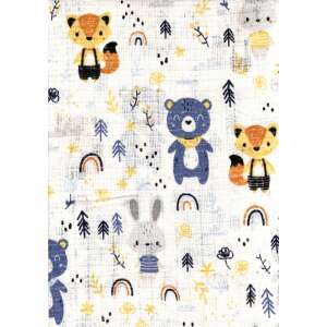 Baba Muszlin kendő medve, róka és nyuszi mintával - Textil pelenka