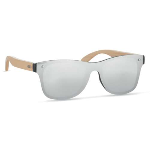 Napszemüveg bambusz szárral és tükröződő lencsével ezüst