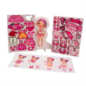 Магнитна кукла за преобличане със стойка, розова, 30 магнити,  играчка за момичета,  кукла за преобличане,  магнитна кукла,  модна кукла,  игрален комплект,  детска играчка,  подарък за момичета,  забавление за деца,  творческа игра - Баба и Къща за кукли