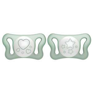 Chicco PhysioForma Micro Glow pacifier, 2 pack, green, heart and star design - Feeding