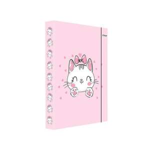 Rózsaszín A/4-es füzetbox cuki cicás mintával, ideális iskolába vagy otthonra - Füzetbox