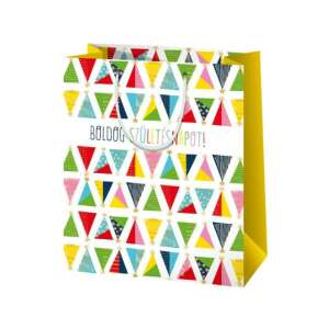 La mulți ani, pungă cadou medie cu model colorat 18x23x10cm - Pungi cadou