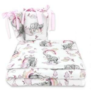 Baby Shop 4 részes babaágynemű - szivárványos elefánt rózsaszín 93975571 