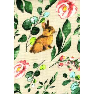 Nyuszi és virágos mintás textil pelenka, 1 darabos - Textil pelenka