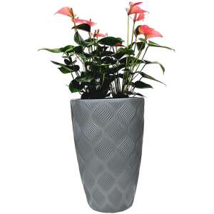 Szürke műanyag virágcserep dombornyomott mintával, 51 liter, 60x40 cm, Form Plastic - Form Plastic