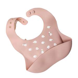 Vízálló szilikon előke, ZEQAS, háromdimenziós zsebbel a nyál/eledel számára, állítható nyakméret, vidám és megnyerő design a baba számára, rózsaszín színben 93977706 Előkék, büfikendők