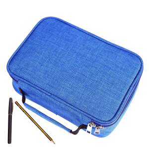 Blue ZEQAS pencil case with 4 compartments, large capacity, holds up to 72 pencils, pens, and other writing tools - Pencil Case