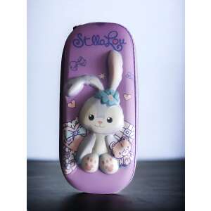 Калъфче за моливи ZEQAS с очарователен дизайн на зайче, лилаво, голям капацитет, с цип, EVA материя, 2 отделения, включва химикал и молив - Държач за химикалки