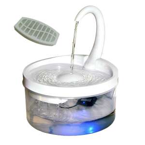 ZEQAS automatic pet water fountain, 2 liter capacity, LED light, quiet operation, 3-layer filter, white - Pet Feeding and Water Bowl
