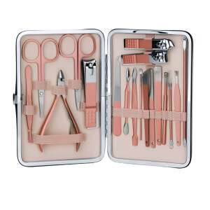 ZEQAS 18-piece professional manicure and pedicure set with a stylish leather case, rose gold - Manicure set