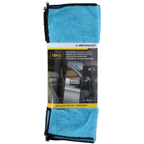 Dunlop Mikrofaser Reinigungstücher, 10 Stück, 35x40cm, Nass- und Trockenreinigung, waschbar