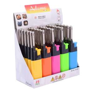 25 darabos újratölthető gázgyújtó készlet különböző színekben, sárga, narancs, rózsaszín, zöld, kék, Adamic márka - Adamo