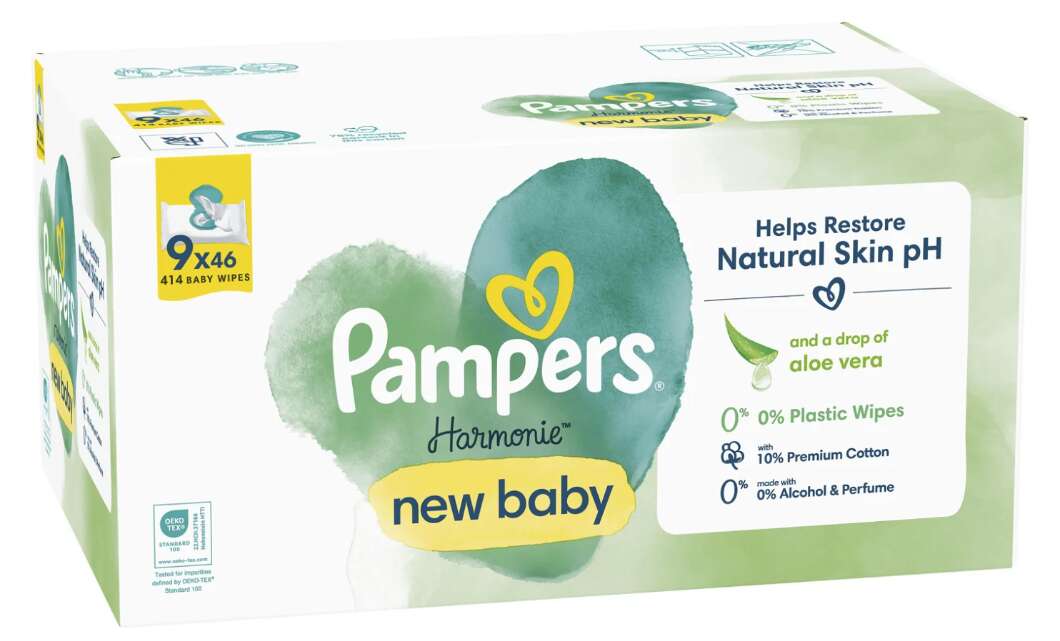 Pampers Harmony New Baby vlhčené obrúsky 9x46 ks
