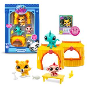 Zestaw Littlest Pet Shop Tiki Jungle z 3 zwierzakami, zestawem do zabawy i akcesoriami - Figurka bajkowego bohatera
