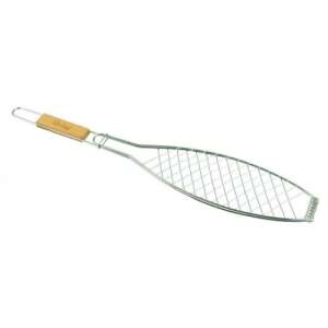 Perfect Home fish grilling rack with wooden handle, 56.5x11.6 cm - Garden Grill & BBQ Tool