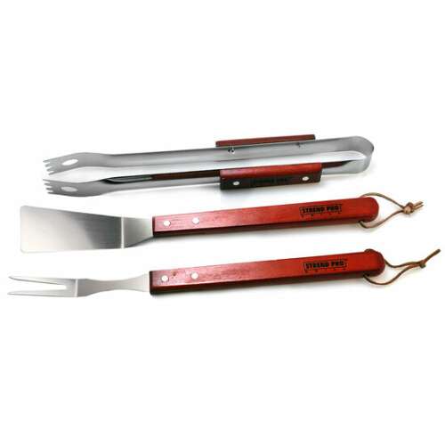 Strong Pro 3 piece grilling set with spatula, fork and tongs