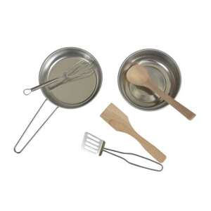 Egmont Toys Pancake Set, 6 pieces, toy kitchen utensils for kids, includes pan, bowl, spatula, whisk, wooden spoon - Toy kitchen tool