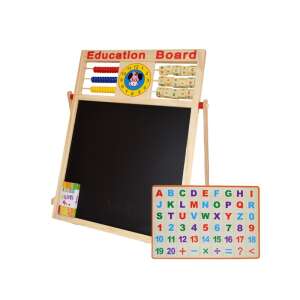 Wooden double-sided magnetic drawing board with alphabet, numbers, clock, abacus, and math symbols for kids - Drawing Boards, Writing Board