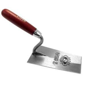 Stainless steel trowel with wooden handle, 140mm, red - Plaster Trowel