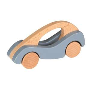 Egmont Toys wooden race car, blue and natural wood, for toddlers and babies - Kids's play car
