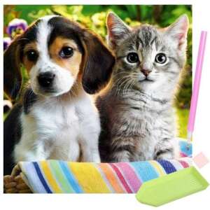 Diamond painting kit with a cat and dog design, 30x30 cm, Iso Trade - Art & Craft