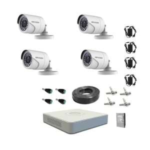 Hikvision 4K Full HD Security Camera System, 4 cameras, DVR, 1TB hard drive, power supplies, cables, connectors - Interior design