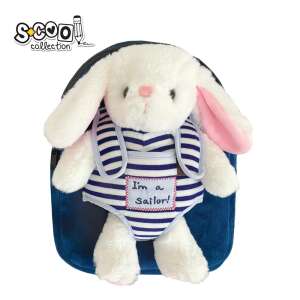 S-cool Baby Animals blue kindergarten backpack with removable plush sailor bunny - Preschool Backpack, Bag