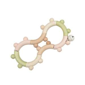 Egmont Toys pastel rattle toy for babies, made of wood and metal, with a bell for sensory stimulation - Rattle