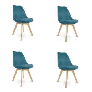 Skandináv stílusú székek, szövet, fa, tengeri zöld, szett 4 db, 49x55x82 cm 93983431 