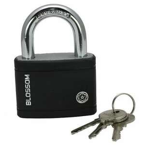 Blossom padlock, black, 63mm, with keys - Padlock