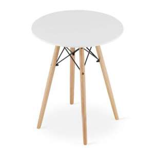 Artool round white table with wooden legs, Scandinavian style - Kitchen Furniture