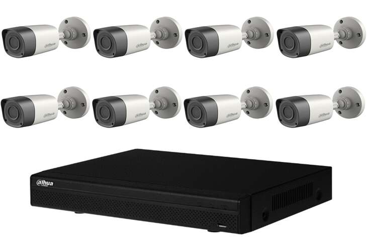 Dahua 8 Outdoor CCTV Cameras Kit with 2MP Bullet HDCVI Cameras, 3.6mm Lens, Smart IR 20m, and 8-Channel DVR