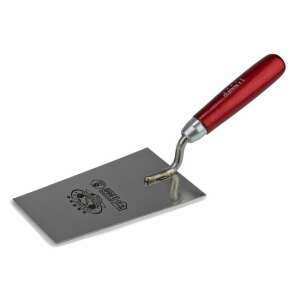 Stainless steel smoothing trowel, Olejnik brand, trapezoidal, narrow, 160 mm, classic welding, wooden handle, red - Plaster Trowel