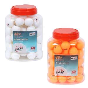Set of 60 Aurora ping pong balls in a plastic container, white and orange balls - Ping Pong Table, Paddle, and Equipment